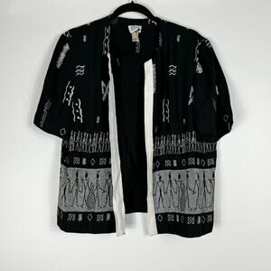 Vintage 90s R&M Richards by Karen Wong Open Front Blazer Shell Top Tribal 16